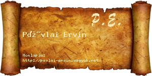 Pávlai Ervin névjegykártya